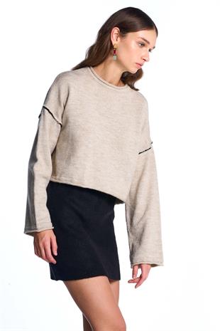 Bej Basic Triko Kazak