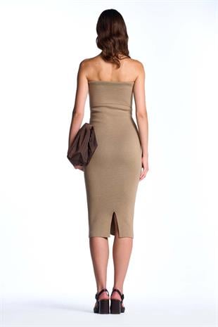 Bej Straplez Elbise
