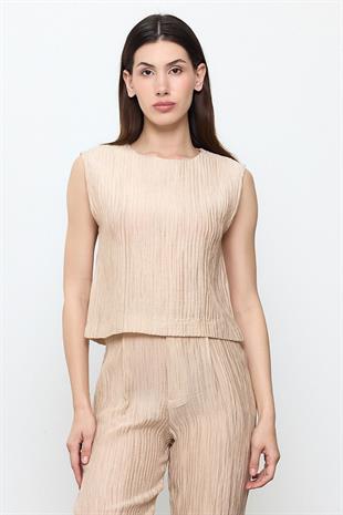 Bej Fitilli Bluz
