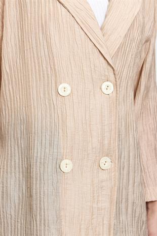 Bej Fitilli Dad Fit Ceket