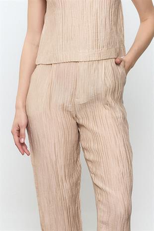 Bej Fitilli Havuç Pantolon