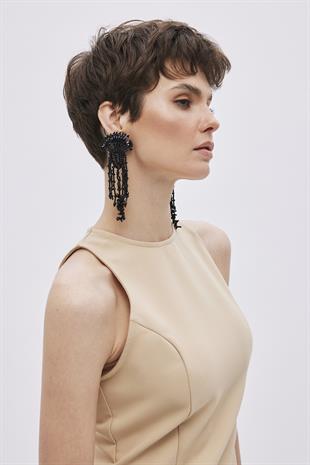 Beige Sleeveless Mini Dress