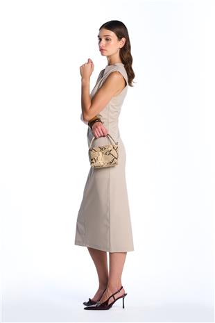 Bej Midi Boy Elbise