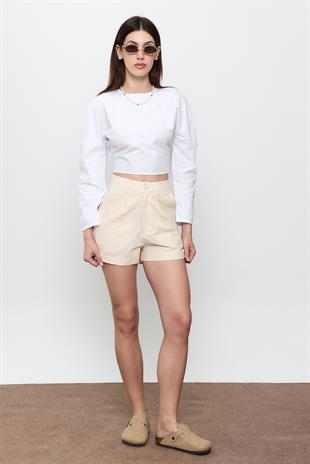Bej Mini Şort