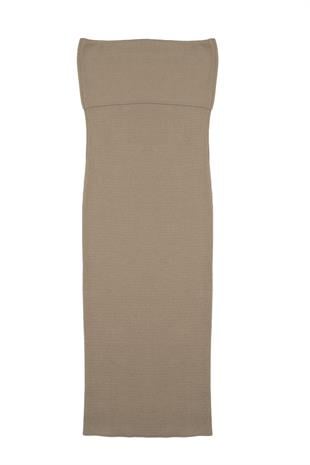 Bej Straplez Elbise