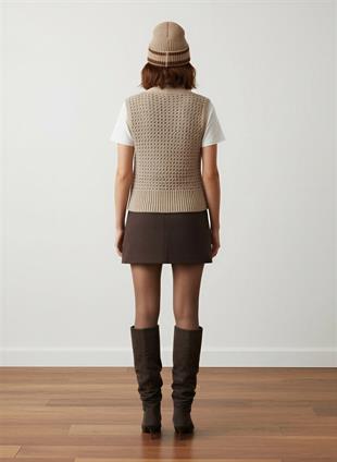 Bej Tshirt Yelek Takım