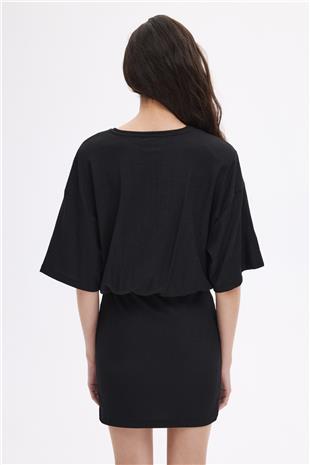 Beli Büzgülü Vatkalı Mini Elbise 