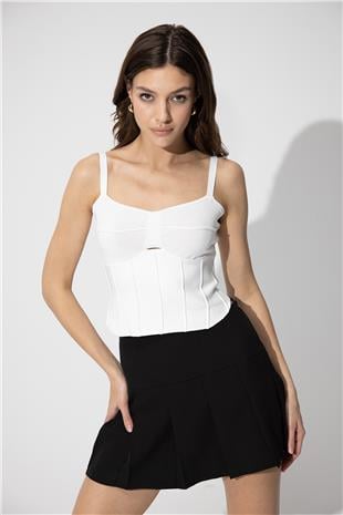 White Strappy Knitwear Corset SWA4657BE