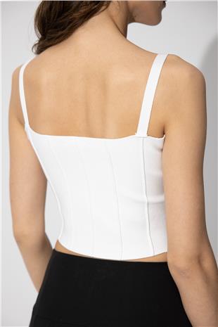 White Strappy Knitwear Corset SWA4657BE
