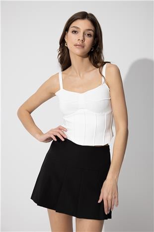 White Strappy Knitwear Corset SWA4657BE