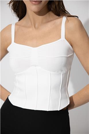 White Strappy Knitwear Corset SWA4657BE