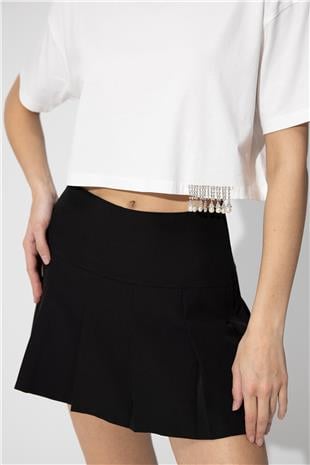 White crew neck embellishment detailed t-shirt SS23TE4729BE