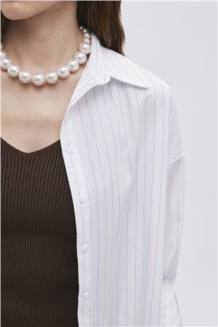 White Striped Oversize Shirt