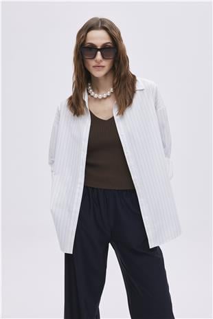 White Striped Oversize Shirt