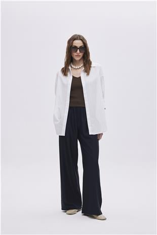 White Striped Oversize Shirt