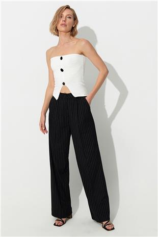 White Ribbed Bustier with triangle detail on belly SWA4656BE