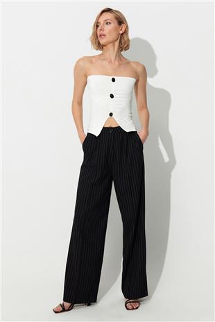 White Ribbed Bustier with triangle detail on belly SWA4656BE