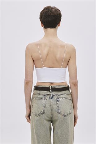 White Halter Neck Crop