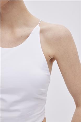 White Halter Neck Crop