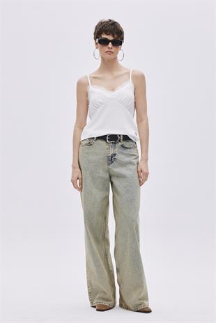 White Satin-Look Thin Straps Blouse