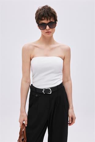 White Strapless Blouse