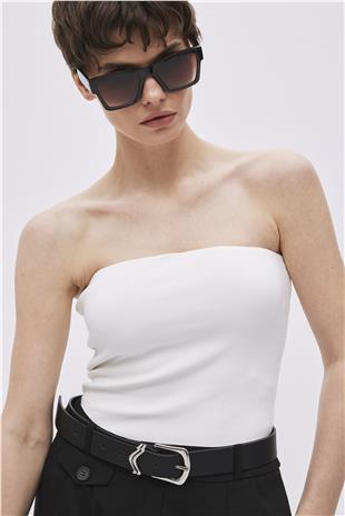 White Strapless Blouse