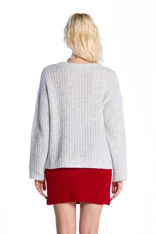 Gri V Yaka Triko Kazak