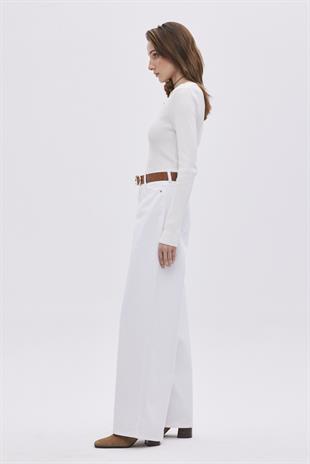White High Waist Wide-Leg Jeans