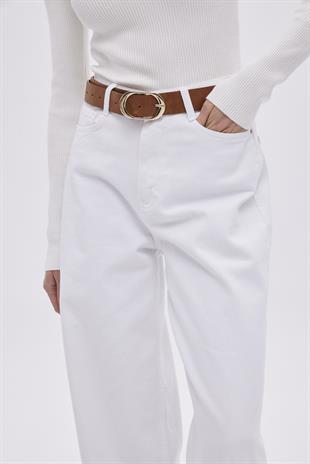 White High Waist Wide-Leg Jeans
