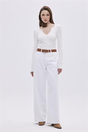 White High Waist Wide-Leg Jeans