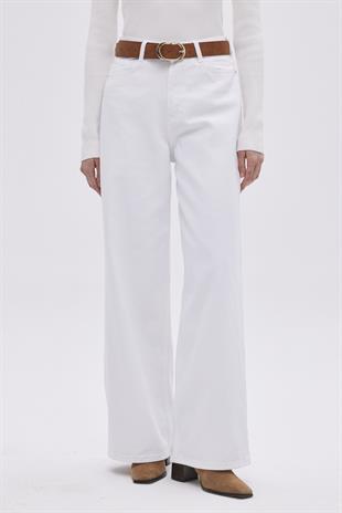 White High Waist Wide-Leg Jeans