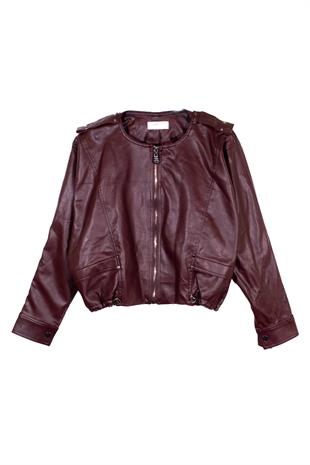Bordo Oversize Deri Ceket