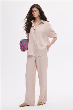 Buruşuk Görünümlü Pantolon