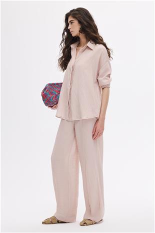 Buruşuk Görünümlü Pantolon