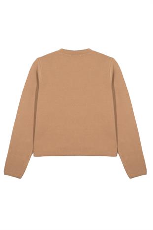 Camel Düğmeli Triko Hırka
