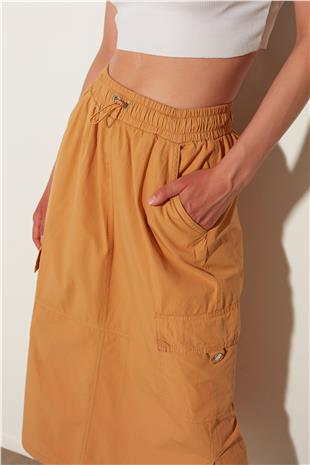 Camel Slit Midi Skirt with Cargo Pocket SS23S4786CA