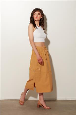 Camel Slit Midi Skirt with Cargo Pocket SS23S4786CA