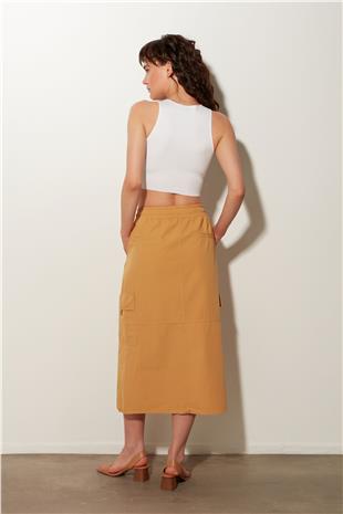 Camel Slit Midi Skirt with Cargo Pocket SS23S4786CA