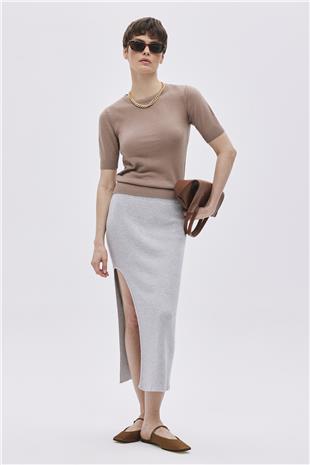 Camel Short Sleeve Sweater