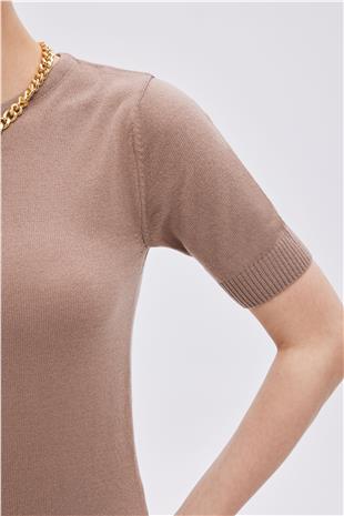 Camel Short Sleeve Sweater