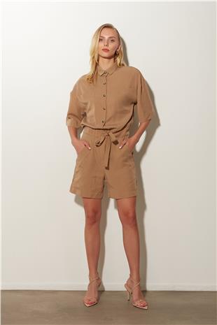 Camel Tencel jumpsuit shorts SS23T4791CA