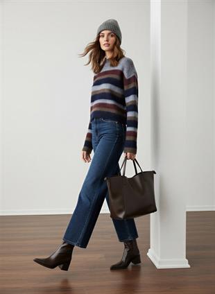 Çok Renkli Çizgili Basic Kazak