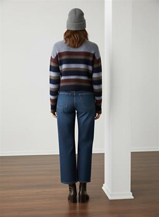 Çok Renkli Çizgili Basic Kazak