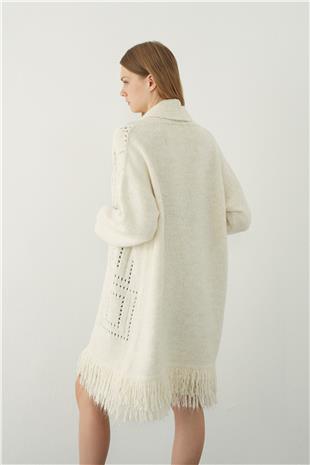 open front pointelle knitted cardigan