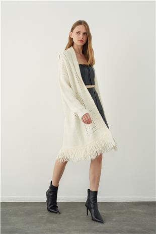 open front pointelle knitted cardigan