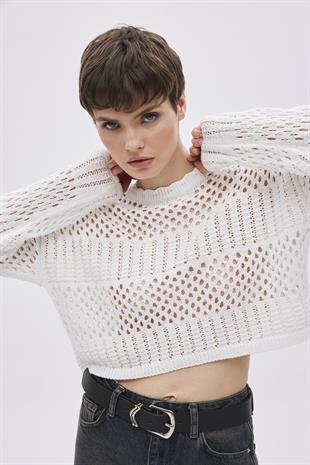 Ecru Open Knit Sweater