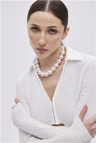 Ecru Asymmetrical Cut Crop Blouse