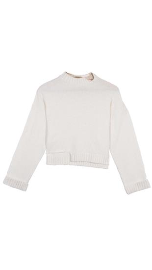 Ekru Asimetrik Triko Kazak