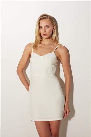 Ecru Strapped Mini Dress SS23D4782EK