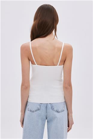 Ecru With Straps Knitwear Singlet